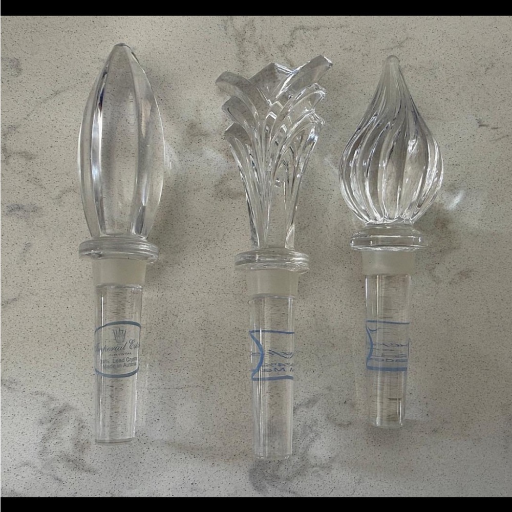 NWT Imperial Estate Austria Crystal Wine Bottle Stoppers — Set of 3 Assorted - Picture 2 of 4